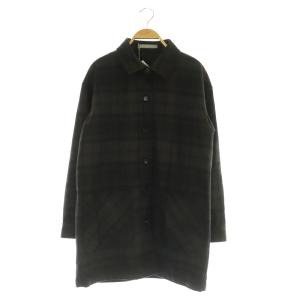 シャツジャケット コート チェック アンゴラ混 38 ブラック /MY OS