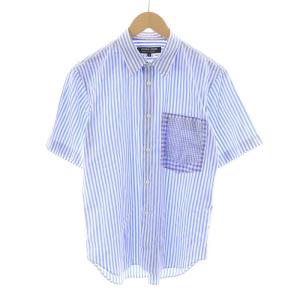 シャツ チェック 長袖 M 白 青 ブルー（2024/11/24買取