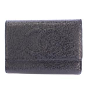 ココマーク キャビアスキン 三つ折り財布 12番台 ブラック