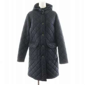 スコットランド SCOTLAND キルティングコート ロング丈 裏ボア アウター 38 紺 ネイビー /AN33