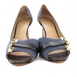 BALLY ヒール パンプス オープントゥ 36.5 青 /YM D