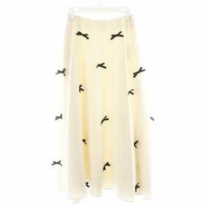フレアスカート ロング丈 リボン 38 白 ホワイト SK-2230420 /AN42