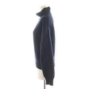 SEVEN TEN by MIHO KAWAHITO パールネックタートルニット セーター 長袖 ウール S 紺 ネイビー 5A206 /AN24