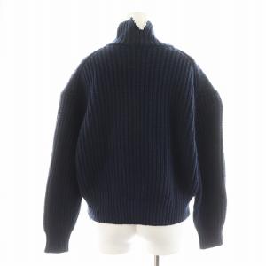 SEVEN TEN by MIHO KAWAHITO パールネックタートルニット セーター 長袖 ウール S 紺 ネイビー 5A206 /AN24