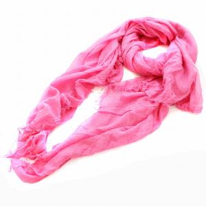 ストール 大判 フリンジ モダール シルク混 ピンク /KU