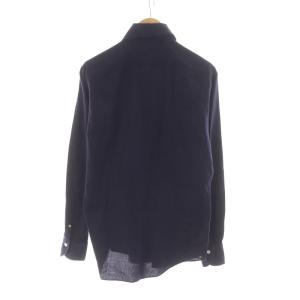 Finamore ホリゾンタルカラー カッタウェイ カジュアルシャツ 長袖 15/39 ネイビー /NQ