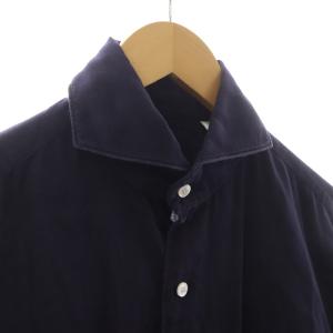 Finamore ホリゾンタルカラー カッタウェイ カジュアルシャツ 長袖 15/39 ネイビー /NQ