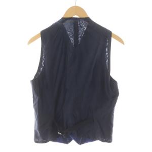 TAGLIATORE LIAM/F ベスト チェック 絹 シルク混 麻 リネン混 ネイビー 07QIG083 /NQ