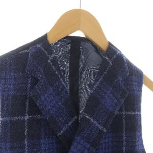 TAGLIATORE LIAM/F ベスト チェック 絹 シルク混 麻 リネン混 ネイビー 07QIG083 /NQ