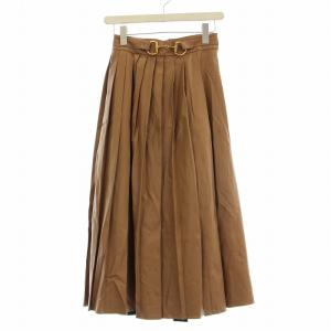 20AW ヴィーガンレザー スカート ロング プリーツ 36 茶 ブラウン 03204 24071-00