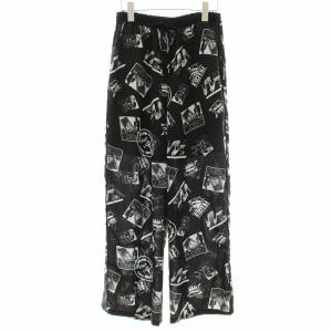 23SS フォトプリントラインパンツ イージパンツ ワイド 総柄 38 黒 ブラック 0223211108