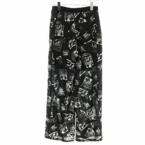 Grace Class 23SS フォトプリントラインパンツ イージパンツ ワイド 総柄 38 黒 ブラック 0223211108
