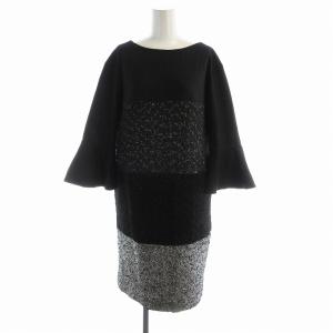 ワンピース ひざ丈 五分袖 38 黒 ブラック 17332267 /EE