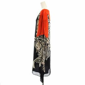 TSUMORI CHISATO ワンピース アシンメトリー 絹 シルク ロング ミモレ 総柄 2 黒 ブラック 赤 レッド ベージュ TC21FH087