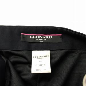 LEONARD スラックスパンツ ストレート ストレッチ ロゴ 76 紺 ネイビー /BB