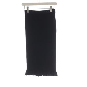 タイトスカート ミモレ ロング ニット フリル XS 黒 ブラック MS07F385ZV /RO
