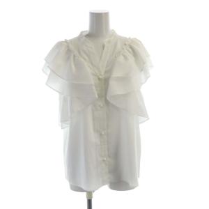 フリルスリーブブラウス シャツ スリットネック 半袖 38 白 ホワイト 0322241189 /RO