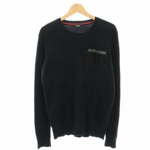 ニット セーター ロゴプリント 長袖 M 黒 ブラック CN000123 /HN