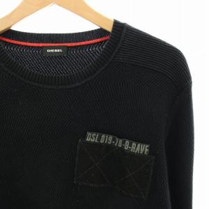 DIESEL ニット セーター ロゴプリント 長袖 M 黒 ブラック CN000123 /HN