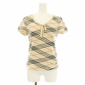 ニット カットソー 半袖 ノバチェック リボン 1 ベージュ FA026-019-14 /KU