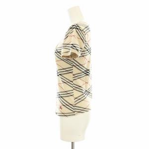 BURBERRY LONDON ニット カットソー 半袖 ノバチェック リボン 1 ベージュ FA026-019-14 /KU