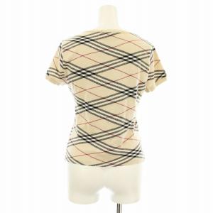 BURBERRY LONDON ニット カットソー 半袖 ノバチェック リボン 1 ベージュ FA026-019-14 /KU