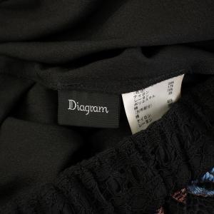 Diagram GRACE CONTINENTAL 20SS リーフレースワイドパンツ イージーパンツ 花柄 36 黒 ブラック 水色 ライトブルー 0320211079