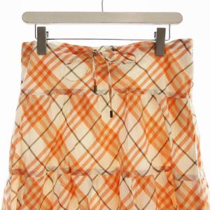 BURBERRY LONDON フレアスカート ひざ丈 チェック 38 オレンジ EXA14-095-45 /EE