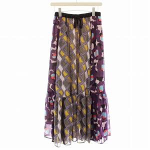 22AW プリントコンビマキシスカート 0222321133 ロング スカート 36 紫 パープル /G