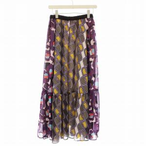 Grace Class 22AW プリントコンビマキシスカート 0222321133 ロング スカート 36 紫 パープル /G