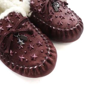 COACH タグ付き ローファー ムートン モカシン スタッズ 星モチーフ US5C 22cm ボルドー FG1462