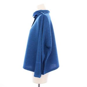 me ISSEY MIYAKE プリーツニットカーディガン ハイネック 長袖 ブルー MI51JO263 /KH