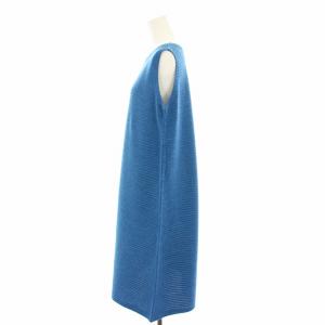 me ISSEY MIYAKE プリーツワンピース ニットワンピース ひざ丈 ノースリーブ 青 ブルー MI51JH261 /YT