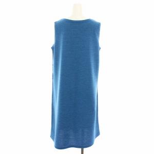 me ISSEY MIYAKE プリーツワンピース ニットワンピース ひざ丈 ノースリーブ 青 ブルー MI51JH261 /YT