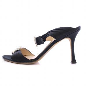 MANOLO BLAHNIK サンダル ハイヒール ベルト ビジュー 装飾 36 黒 ブラック /BB