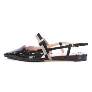 kate spade new york マリッツァ フラット ミュール ストラップ ポインテッドトゥ パテントレザー リボン 6.5 23.5cm