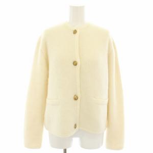24AW 金釦短丈アルパカニットカーデジャケット ニットカーディガン アルパカ混 1 白 ホワイト 09WNJ244003