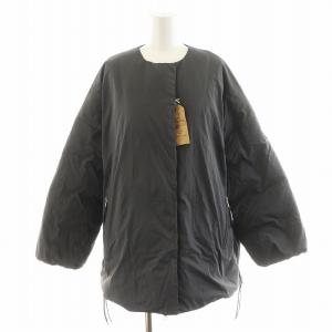 フレンチダックダウンサイドジップジャケット ノーカラー ロゴ ナイロン アウター グレー 0242070150