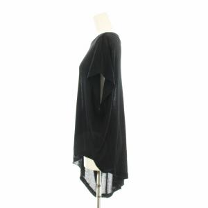 ENFOLD ドルマン アシンメトリートップス ニット カットソー 半袖 七分袖 麻 リネン混 38 黒 ブラック 300AA280-0170