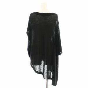 ENFOLD ドルマン アシンメトリートップス ニット カットソー 半袖 七分袖 麻 リネン混 38 黒 ブラック 300AA280-0170