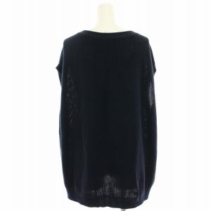 IENA C/LI畦ノースリーブプルオーバー ニット 麻 リネン混 フレンチスリーブ 紺 ネイビー 21080900054020