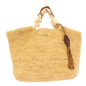 かごバッグ カゴバッグ ハンドバッグ ラフィア ロープハンドル チャーム 編み込み ベージュ 茶 ブラウン