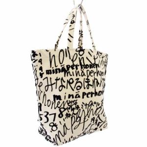 mina perhonen minape トートバッグ ハンドバッグ フロッキープリント 白 ya9859 /TK