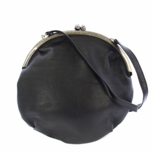非売品 ショルダーバッグ ポシエット がま口 ウサギ レザー 黒 /TK
