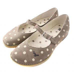 ツインズ バレエシューズ ドット アリモチーフ フラット ドット レザー 35 22.5cm グレージュ
