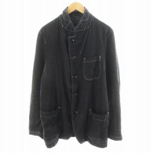DEUX AD2015 テーラードジャケットリネン L ブラック DQ-J065