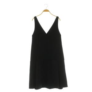 ワンピース ジャンパースカート ロング ノースリーブ Vネック 36 ブラック /MY OS