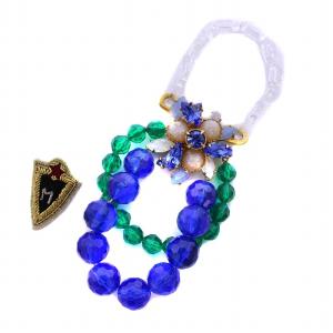ブレスレット ビジュー装飾 クリア ブルー グリーン /BM