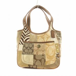 ハンドバッグ トートバッグ シグネチャー パッチワーク ラメ ブラウン ベージュ 10810 /NQ