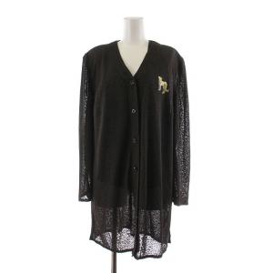 アンサンブルニット カーディガン カットソー ノースリーブ ヒョウ柄 レオパード ラインストーン ロング